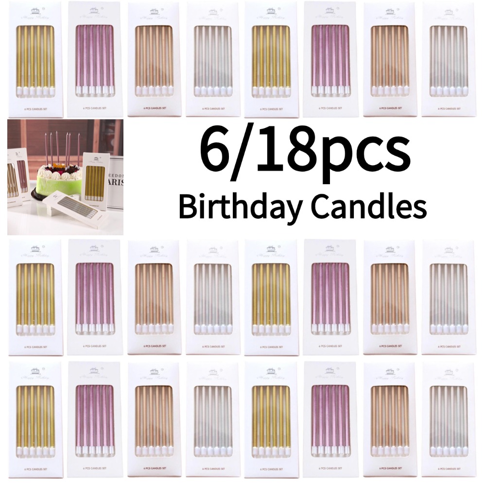 Silk Candle - 6/18pcs Metal Gold Silver Birthday Candles