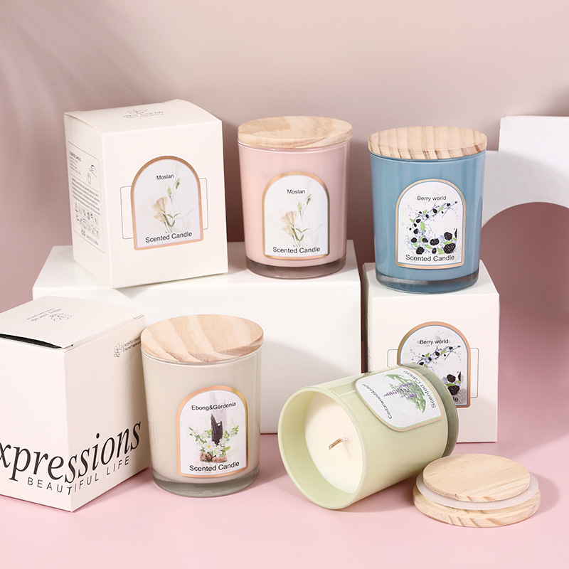 Wood cover colored glass scent - Candle Fragrance 评论和价格