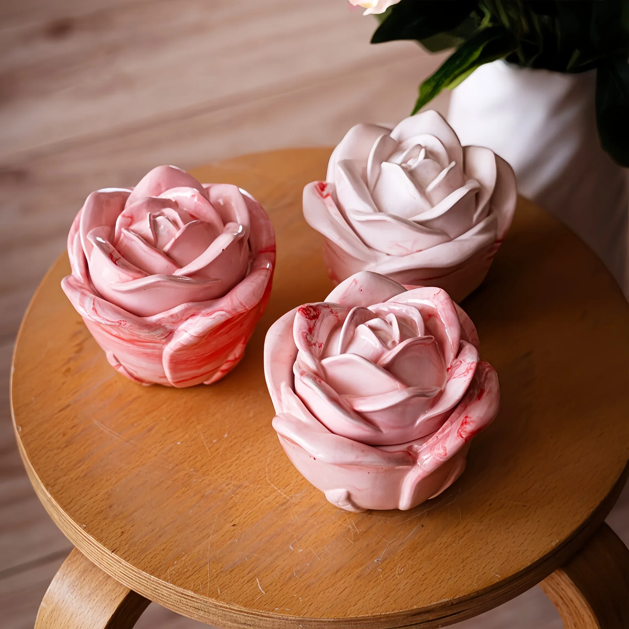 2-Piece Set Rose Shaped Silico - Candle Molds 评论和价格