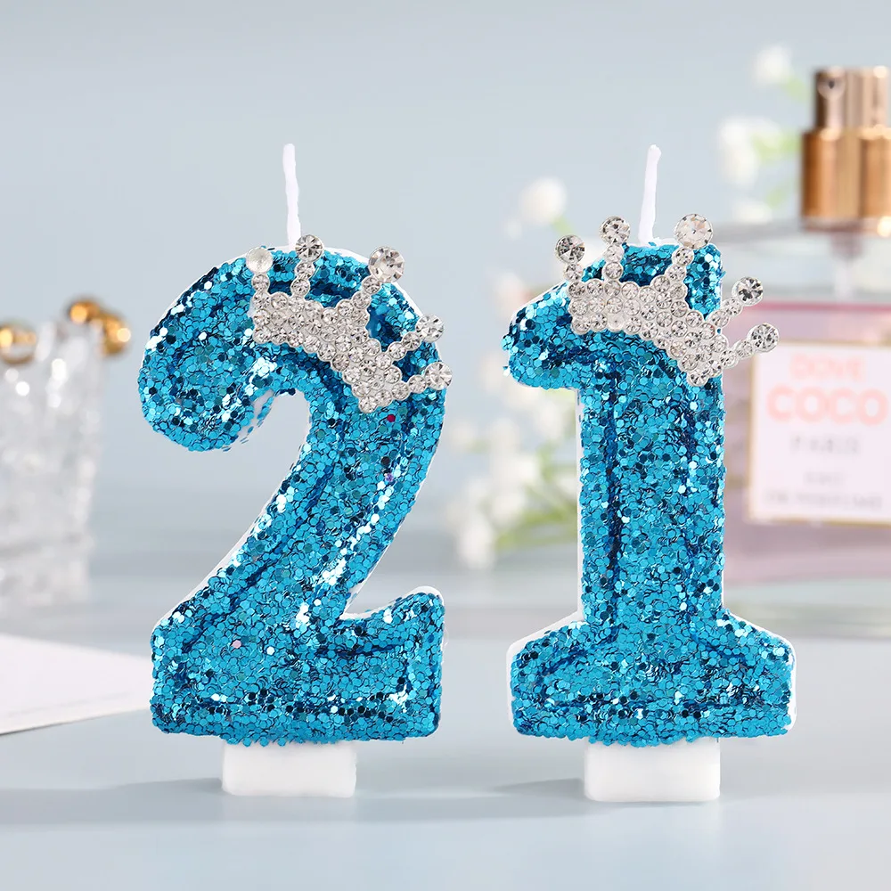 Blue Crown Number Birthday Can - Silk Candle 评论和价格
