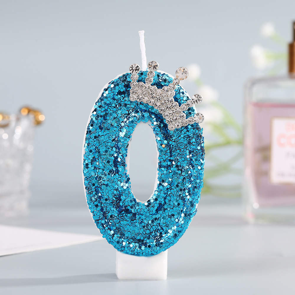 Blue Crown Number Birthday Can - Silk Candle 评论和价格