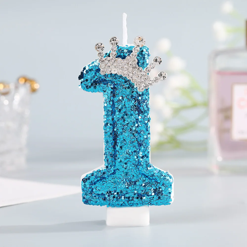 Blue Crown Number Birthday Can - Silk Candle 评论和价格